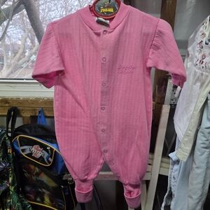 Pink Baby Footed One-Piece Romper - Cozy Snap Front